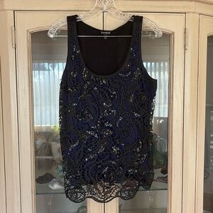 Express blue and black sequence overlay tank